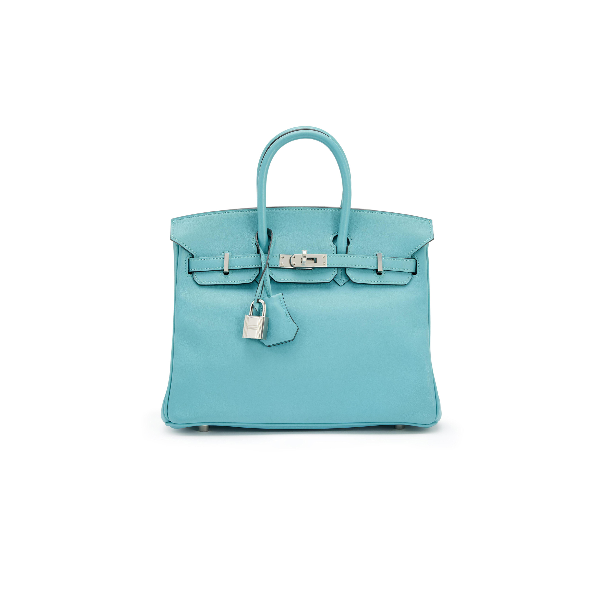 H**mes birkin 25 swift leather macaroon blue lining 3q pink silver buckle h049362ck15 (25*20*13cm)